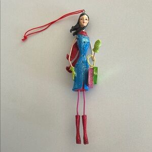 Fashionable Lady Ornament in Blue Dress